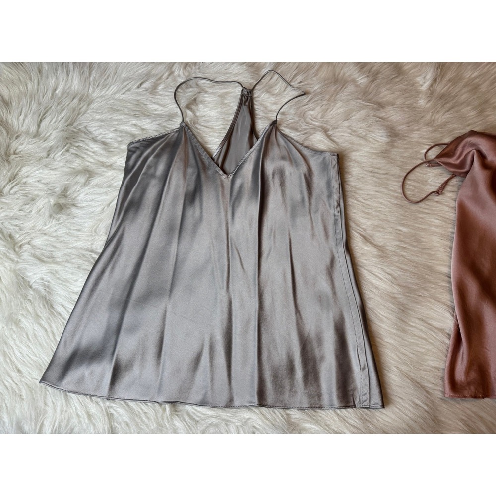Skin Silk Camisole Bundle Grey Pink Racerback Tops Size 3 Small - Picture 2 of 12
